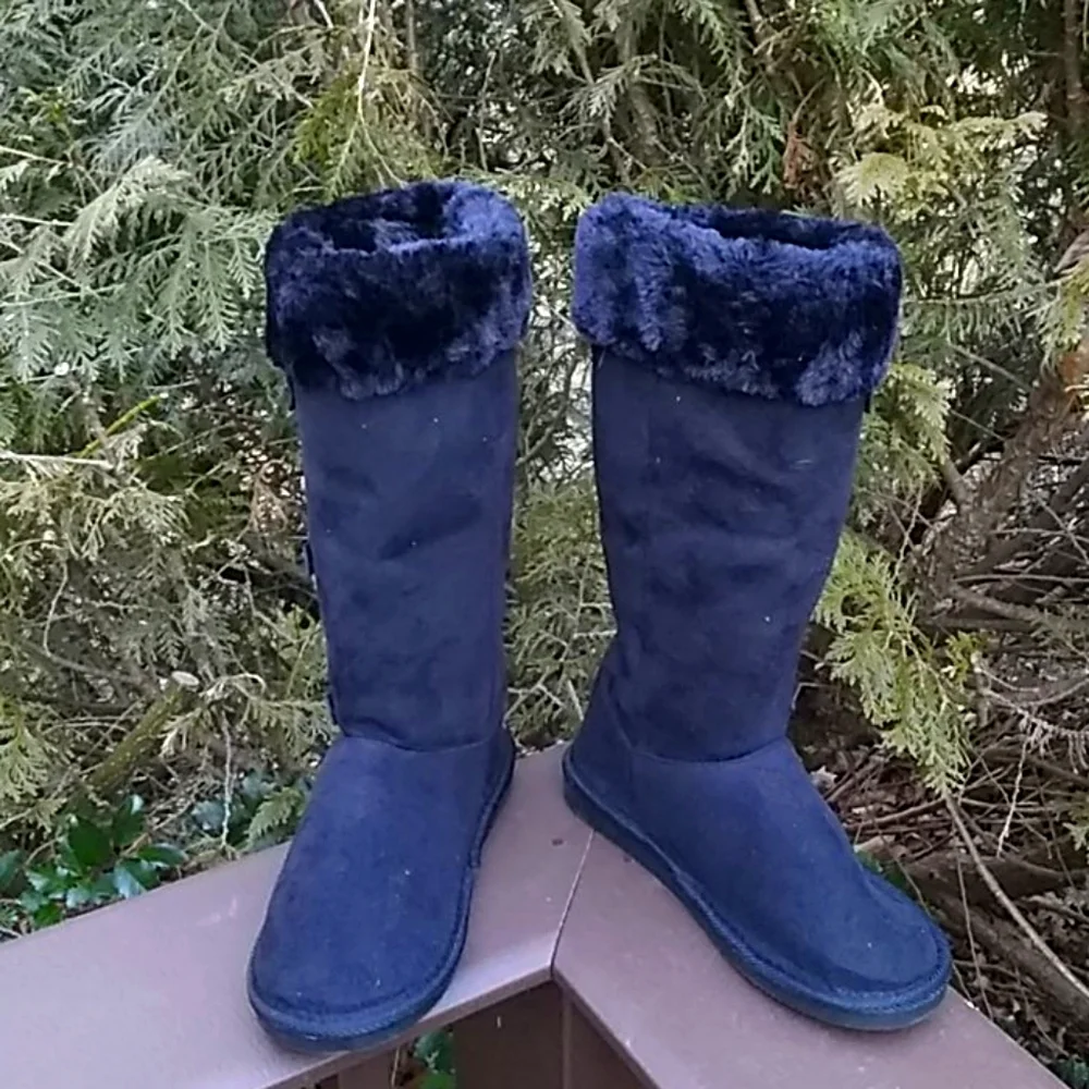 Faux Suede Pull-on Winter Boots